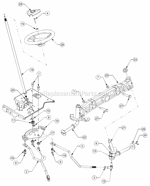 Steering Diagram and Parts List for LT1022 13AB11CH710, 13AB11CH712 Cub Cadet Lawn Tractor